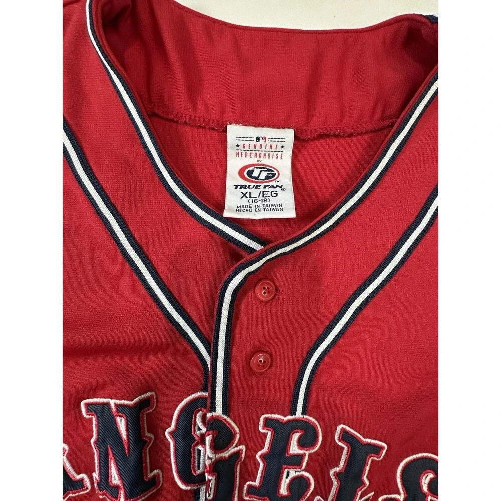 Los Angeles Angels MLB True Fan Series Jersey Youth XL 16-18 Embroidered Red